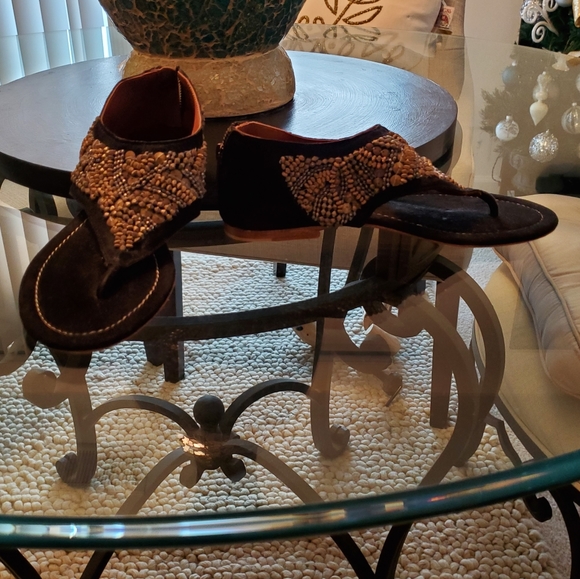 Suede Beaded Sandals - Picture 5 of 6